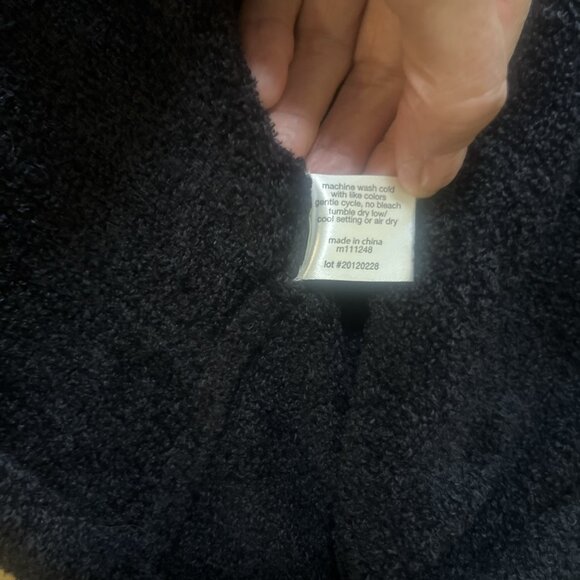 Barefoot Dreams Bamboo Chic Black Cardigan Waterfall Open Front Pockets L/XL - Picture 7 of 7